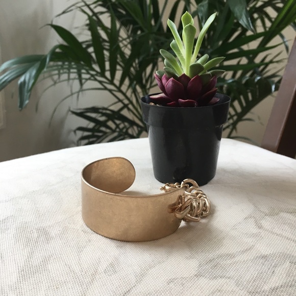 Free People Worn Gold Cuff Bracelet - Picture 7 of 8